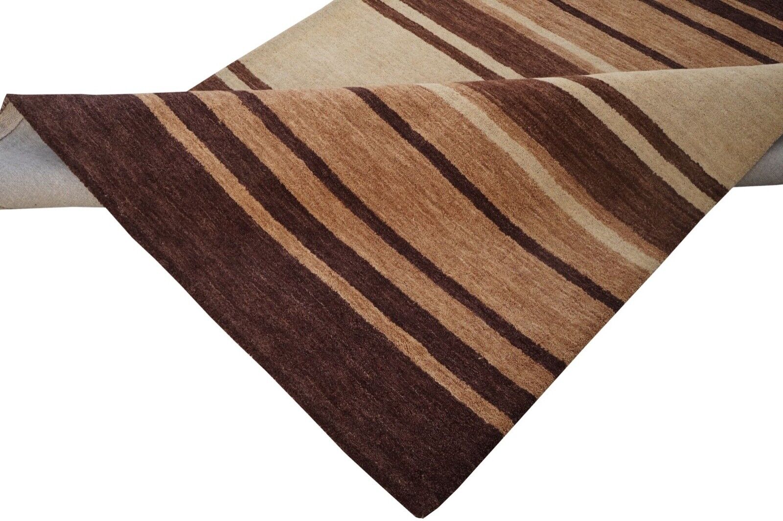 Braun Beige 140X200 cm Teppich 100% Wolle Orientteppich Handgetuftet HT591