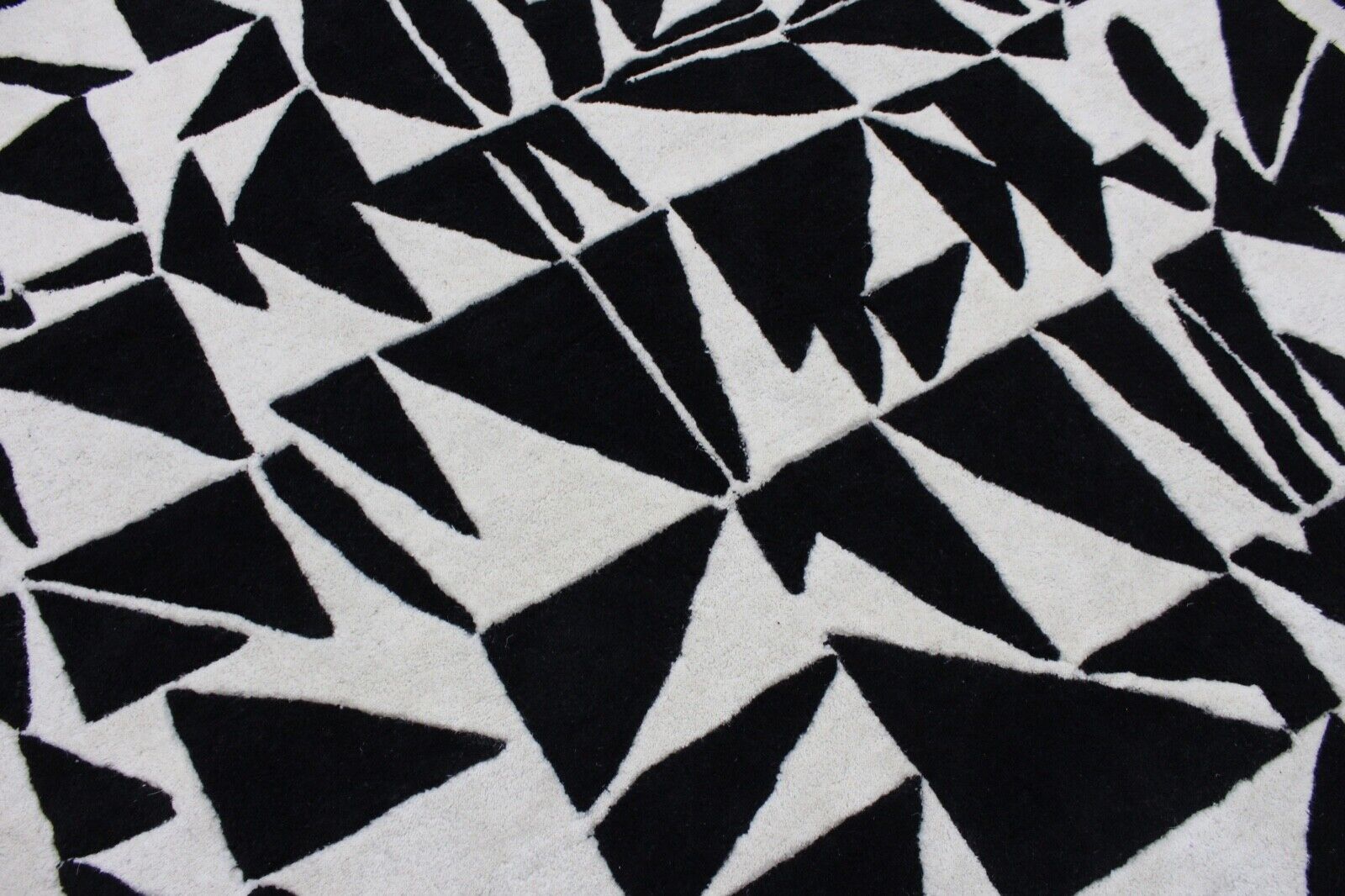 Schwarz Beige 100% Wolle  Teppich 170X240 CM Handarbeit Handgetuftet ME4