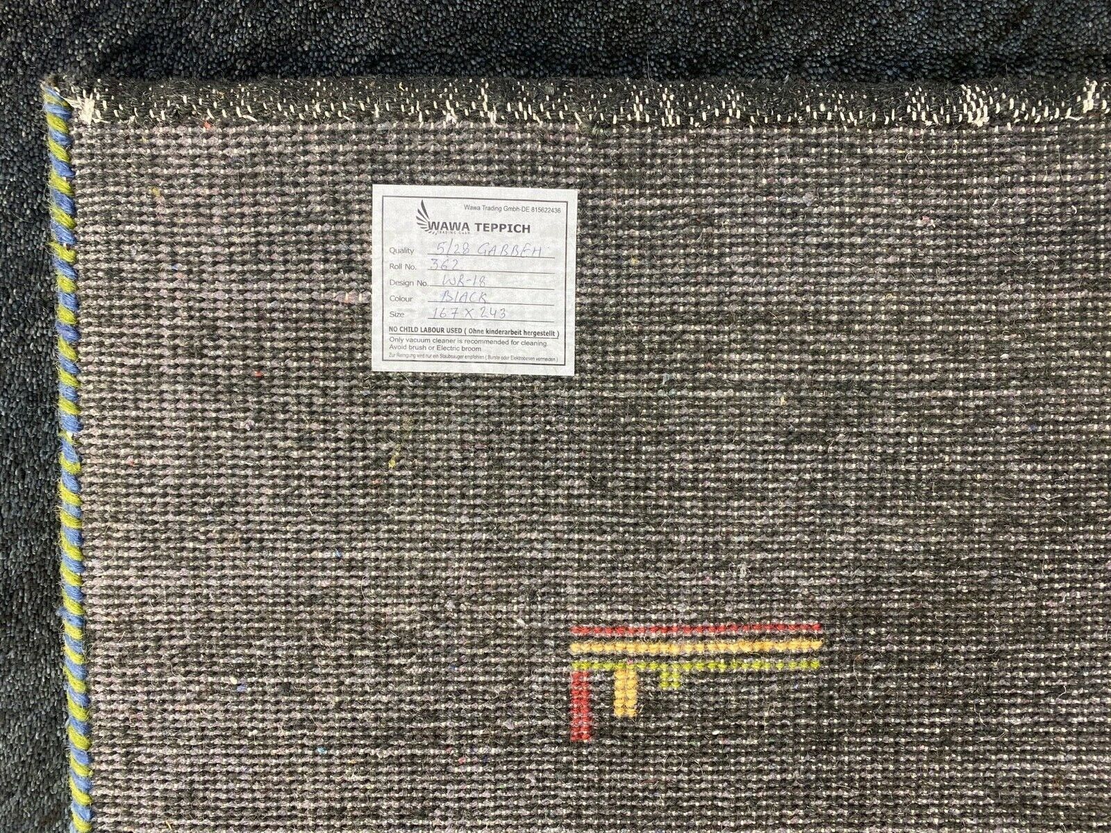 Preproga Gabbeh, 100 % volna, črna, ročno vozlana, 167 x 243 cm, WR18