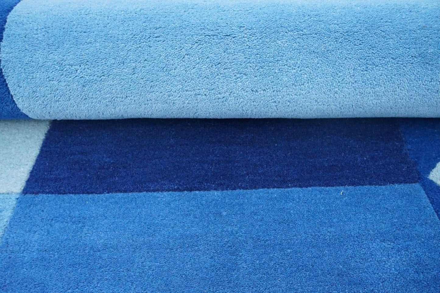Blau Beige Teppich 100% Wolle 160X230 cm Orientteppich Handgetuftet HT404