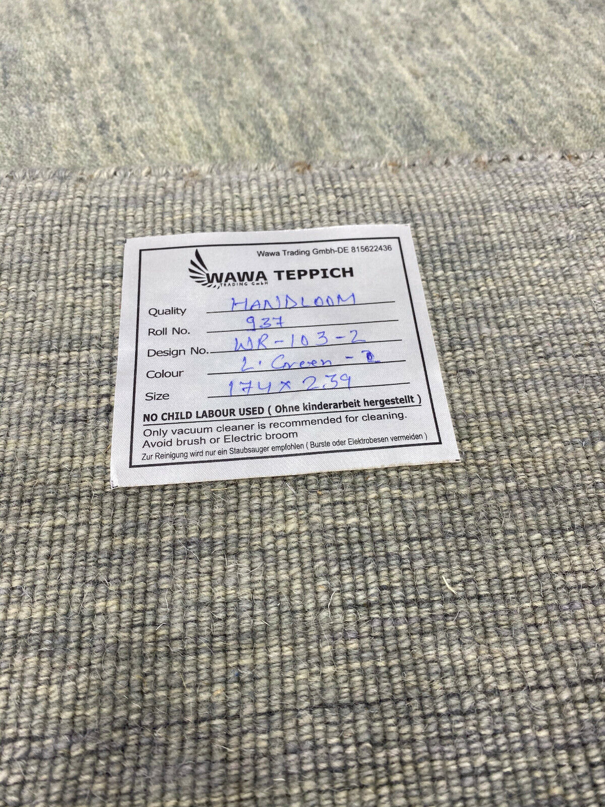 Gabbeh Teppich 100% Wolle 170X240 CM Hell Grün Grau Handgefertigt WR103