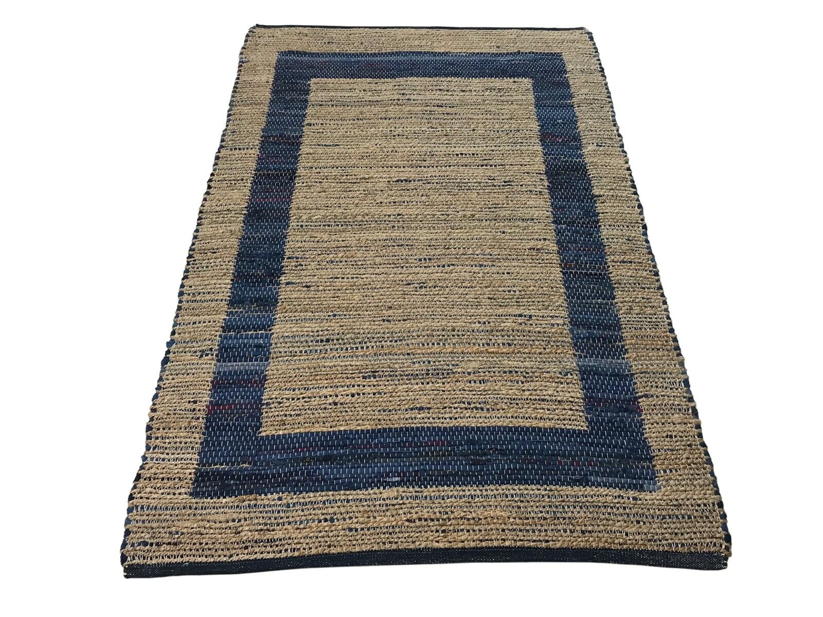 Kilim Teppich 120x180 cm Chindi Durry Dhurrie Baumwolle Jute Beidseitig Nutzbar