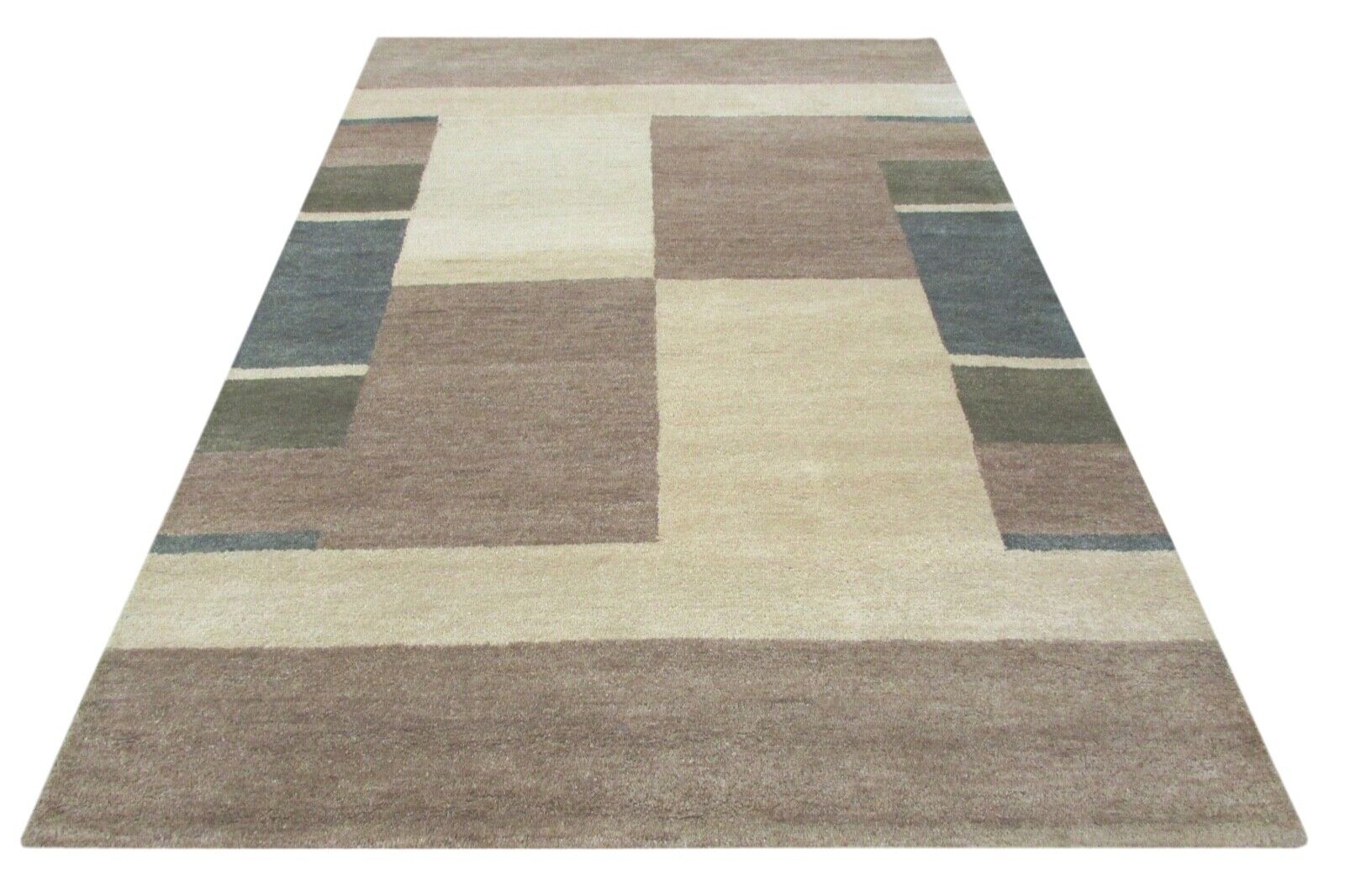 Tappeto marrone, 100% lana, beige, 160x230 cm, fatto a mano, annodato a mano, T818 