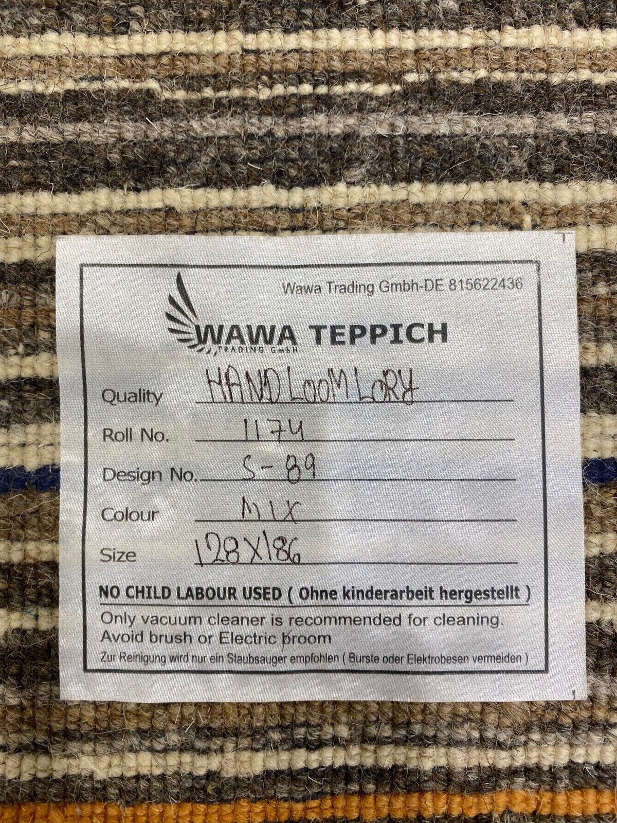 Teppich 100% Wolle Gabbeh Beige Braun Grau  loom lori Handgewebt 128x186 cm S89