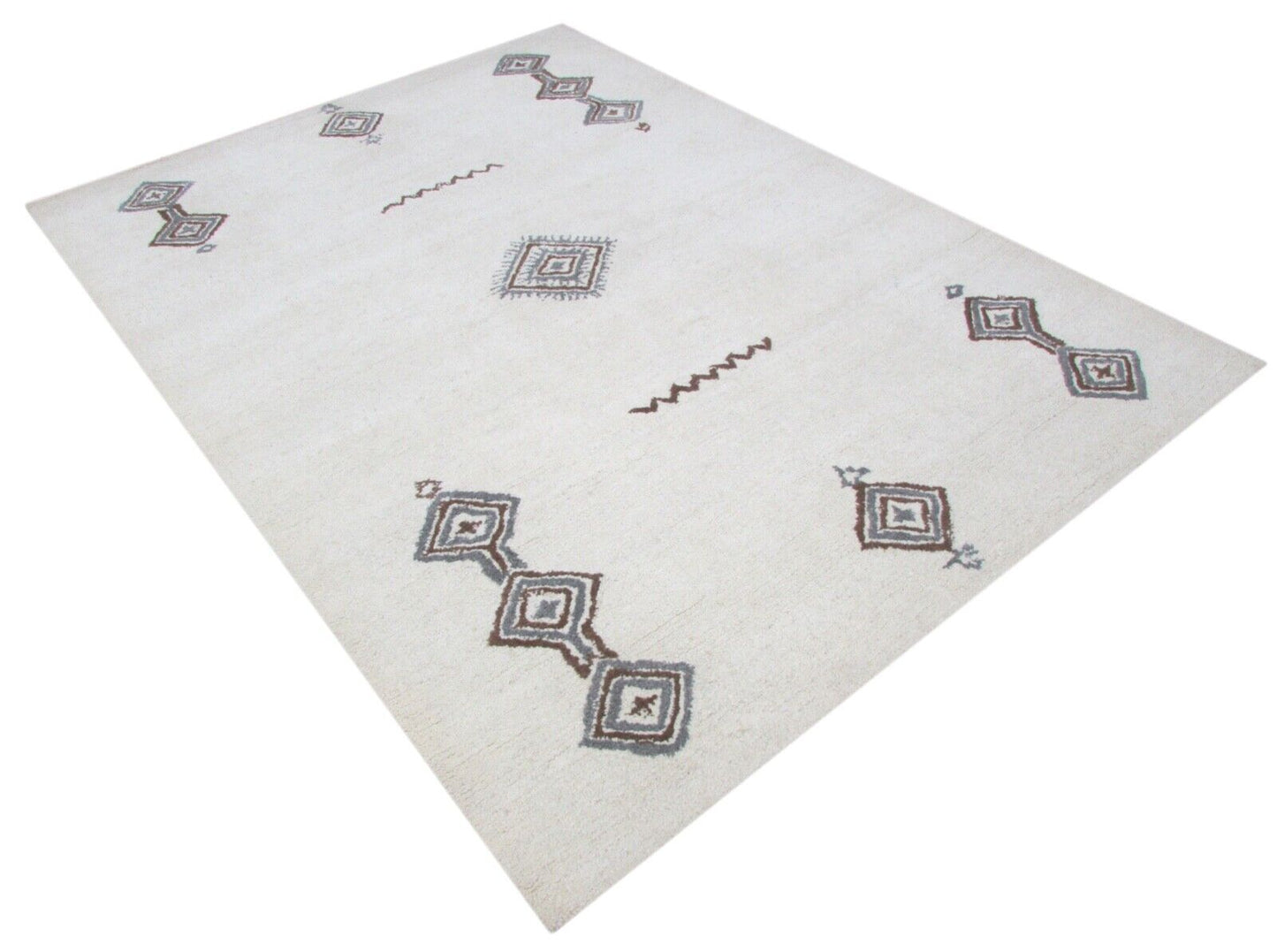 Beige Teppich 100% Wolle 160X230 cm Handarbeit Handgetuftet T846