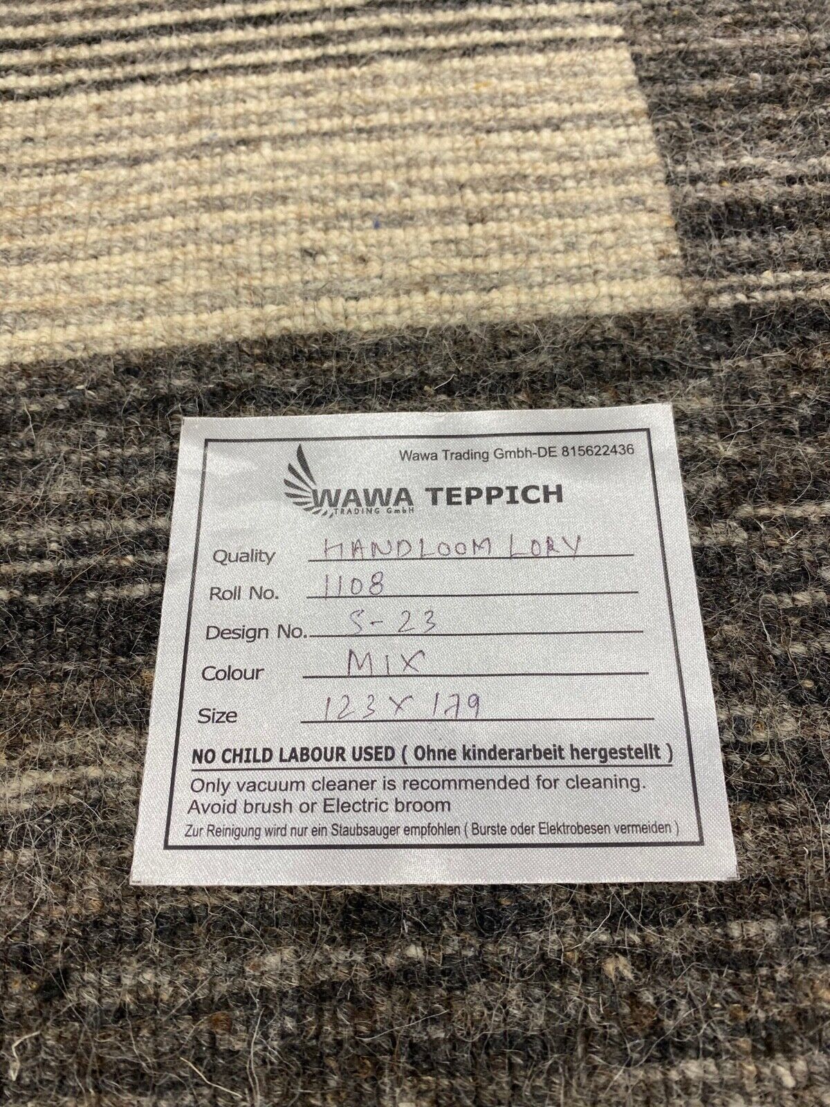 Teppich Gabbeh Beige Schwarz 100% Wolle lori Handgewebt 120x180 cm S23