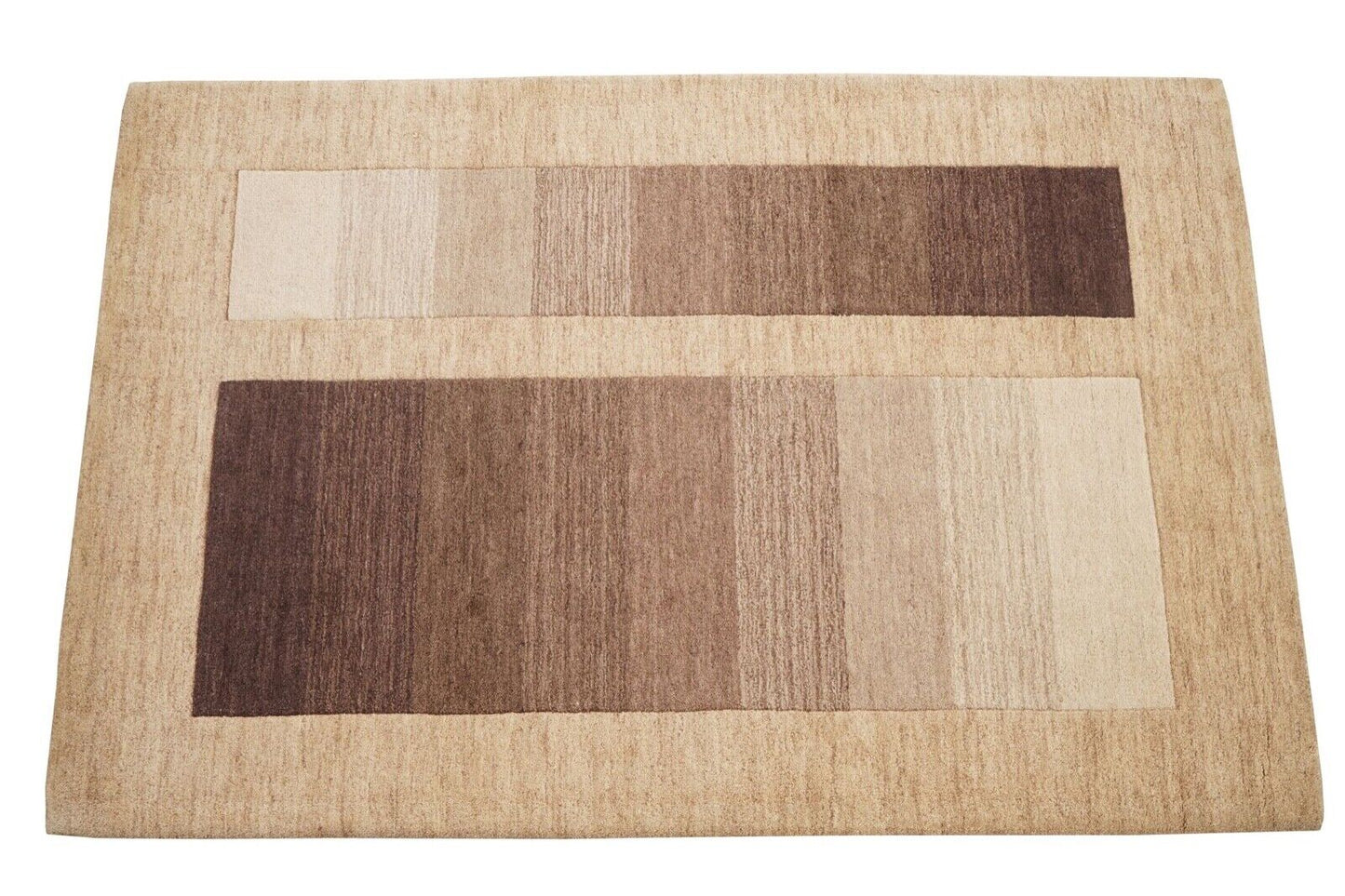 Beige Braun 140X200 cm Teppich 100% Wolle Orientteppich Handgetuftet HT622