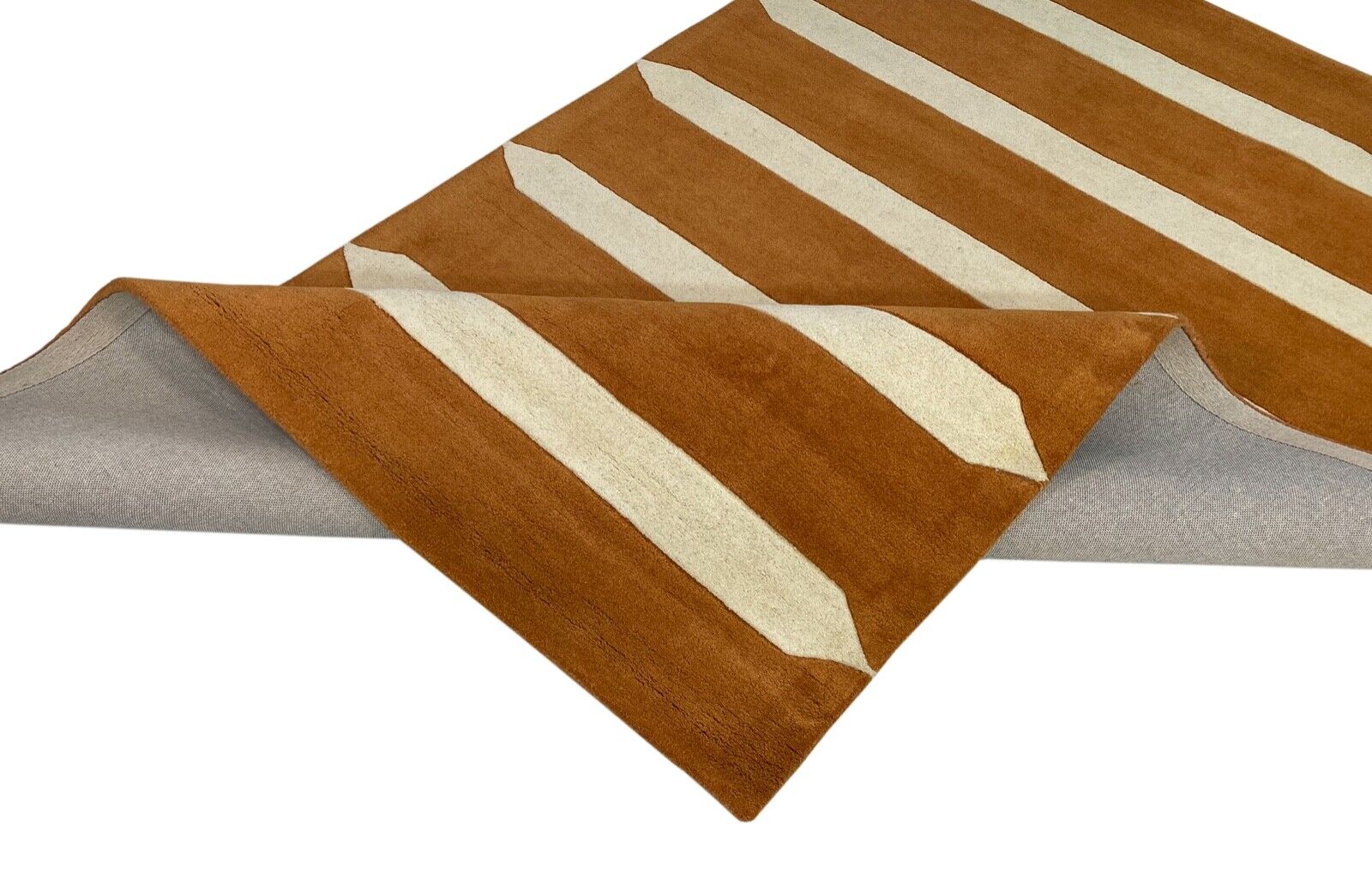 Orientteppich Rost Beige 100% Wolle Handgetuftet Bronzefarbe Teppich 155X245 CM