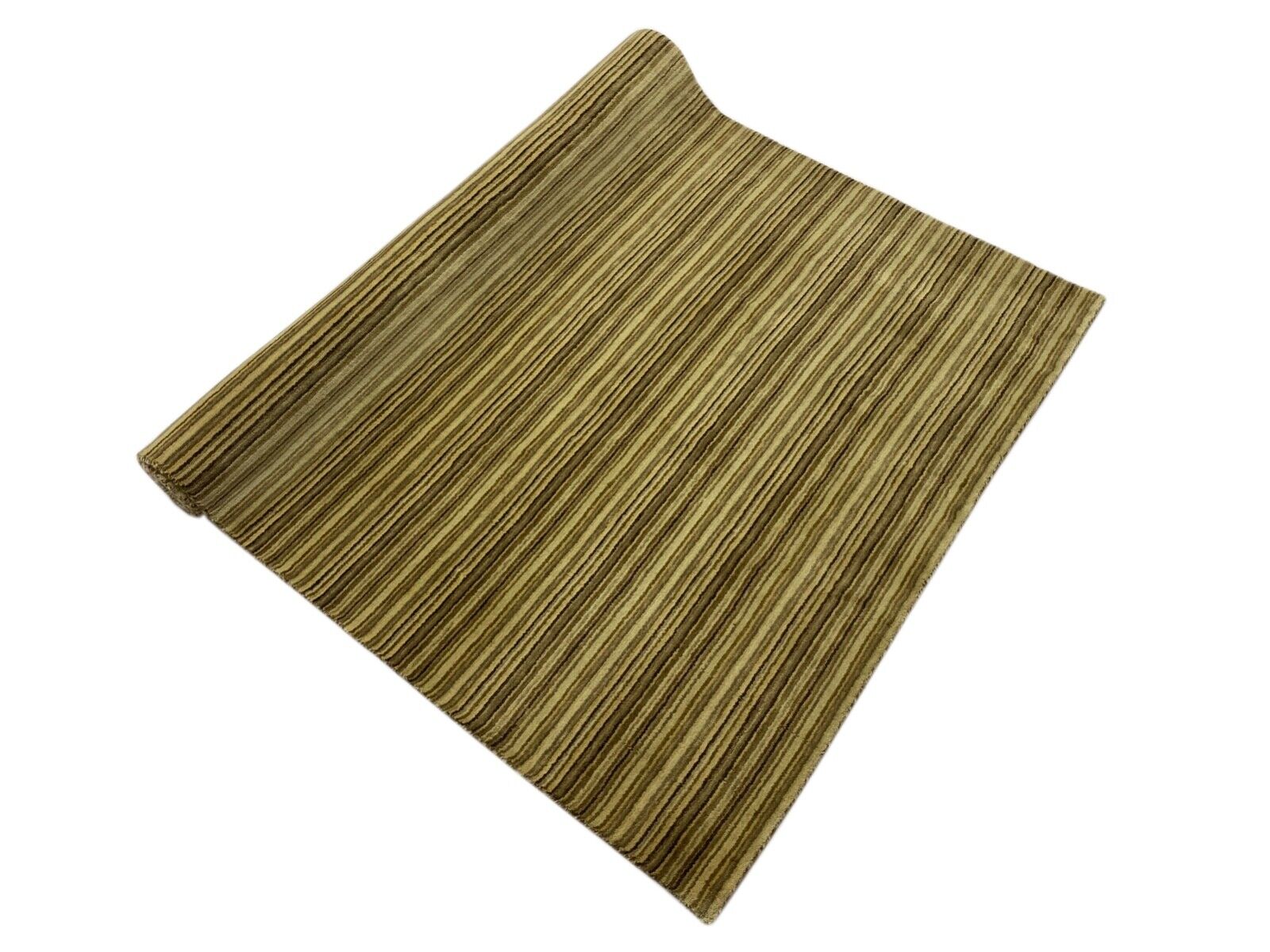 Teppich 100% Wolle Gabbeh Braun Beige Grün  loom lori Handgewebt 136x203 cm S185