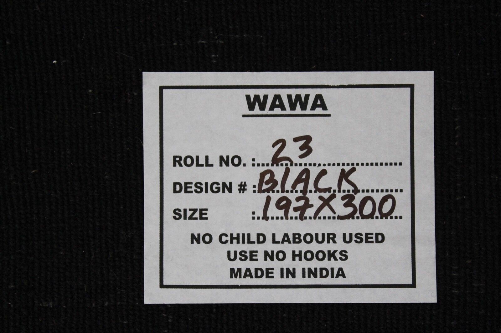 Tappeto Gabbeh Nero 100% Lana Fatto a Mano 200x300 cm Tappeto Orientale 