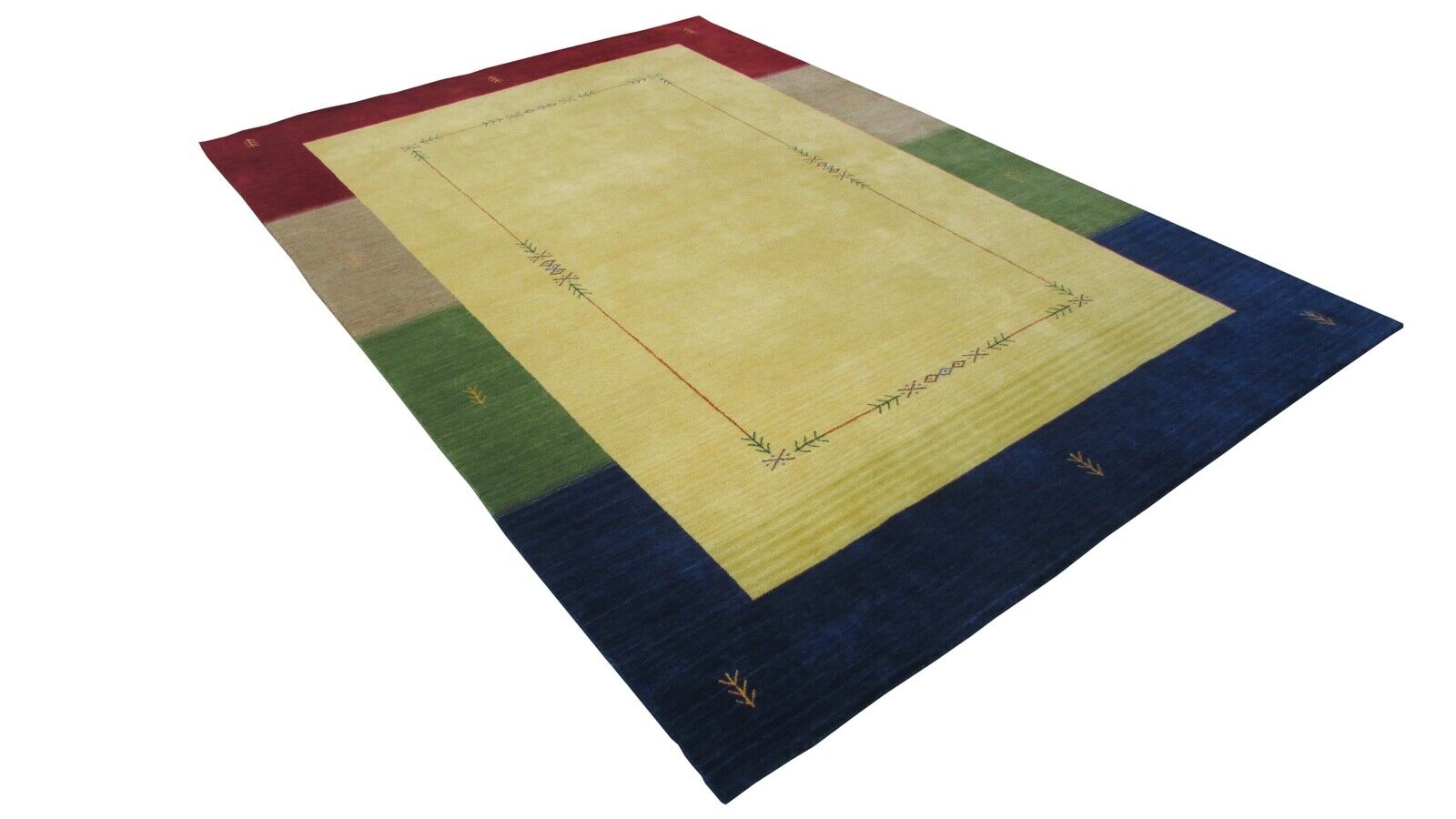Gabbeh Teppich Gelb Gold 100% Wolle 209x303 cm Handgewebt Orientteppich Lr645
