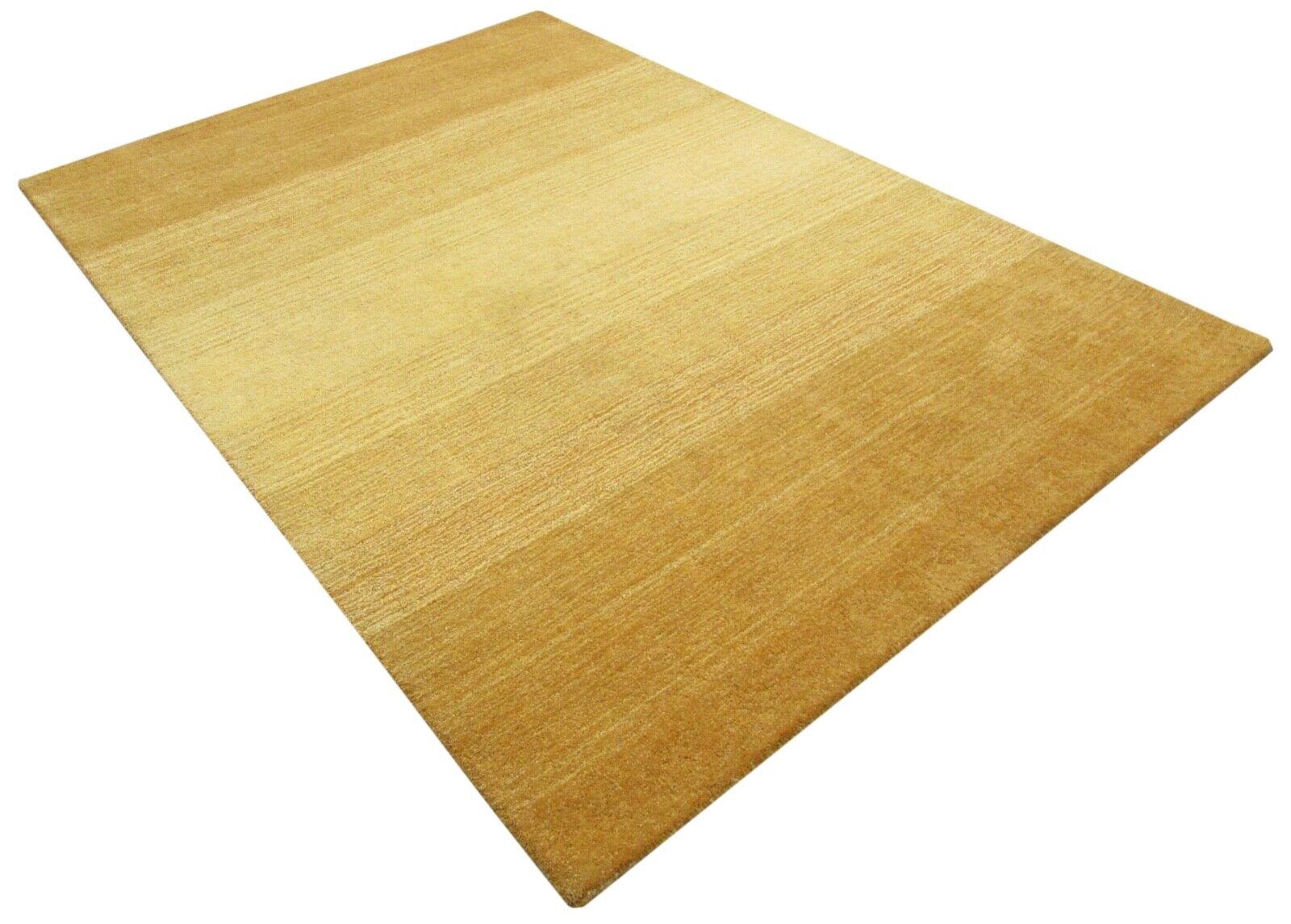 Garstyčių geltonumo vilnonis kilimas, 170x240 cm, rankų darbo, auksinis, rankomis dygsniuotas, T906