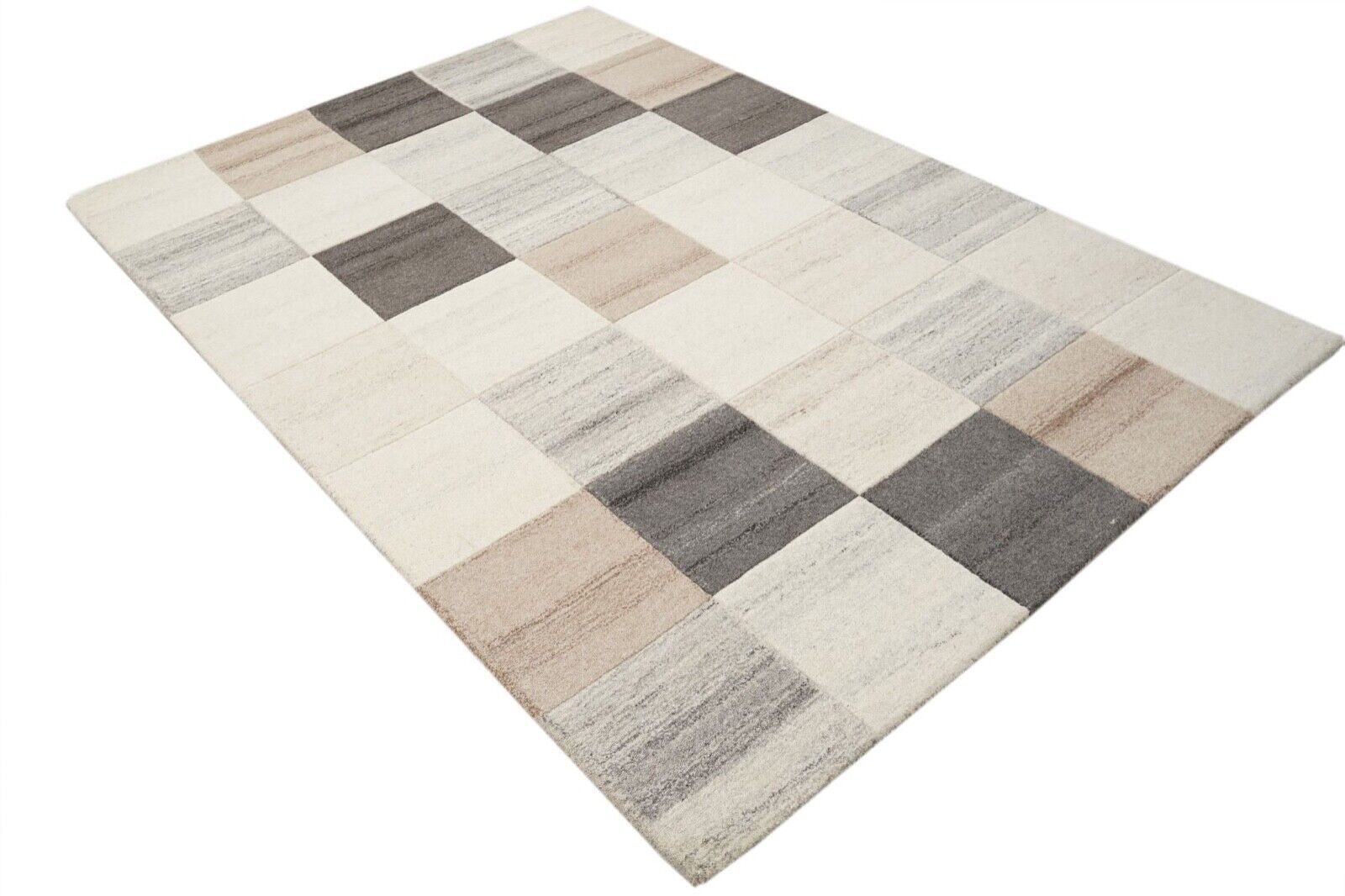 Braun Grau Beige 160X230 cm Teppich 100% Wolle Orientteppich Handgetuftet HT188