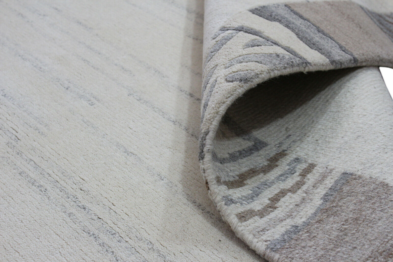 Nepal Teppich Handgeknüpft Braun Grau 100% Wolle Orientteppich 163x223 cm N6