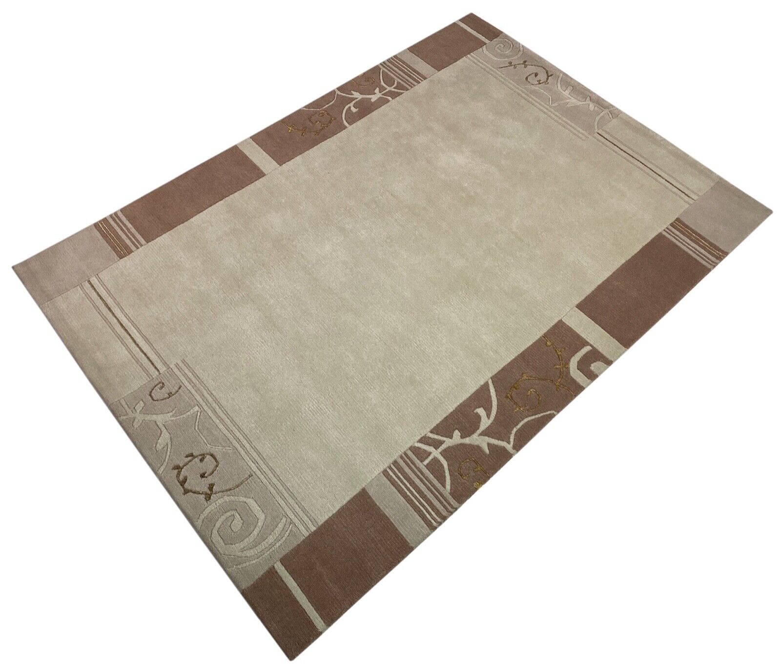 Indo Nepal Teppich Handgeknüpft Beige Braun 170X240 cm Wolle Orientteppich
