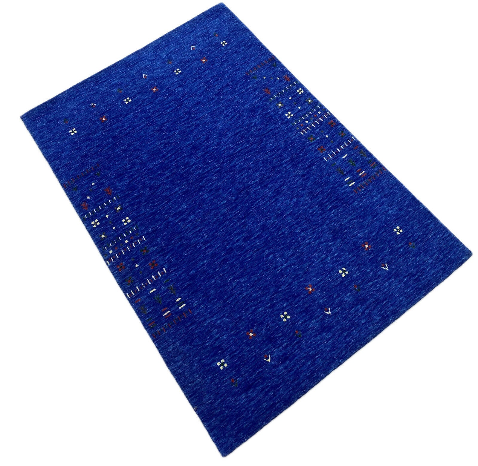 Teppich 100% Wolle Lori Handgewebt Blau Orientteppich 125x183 cm S109