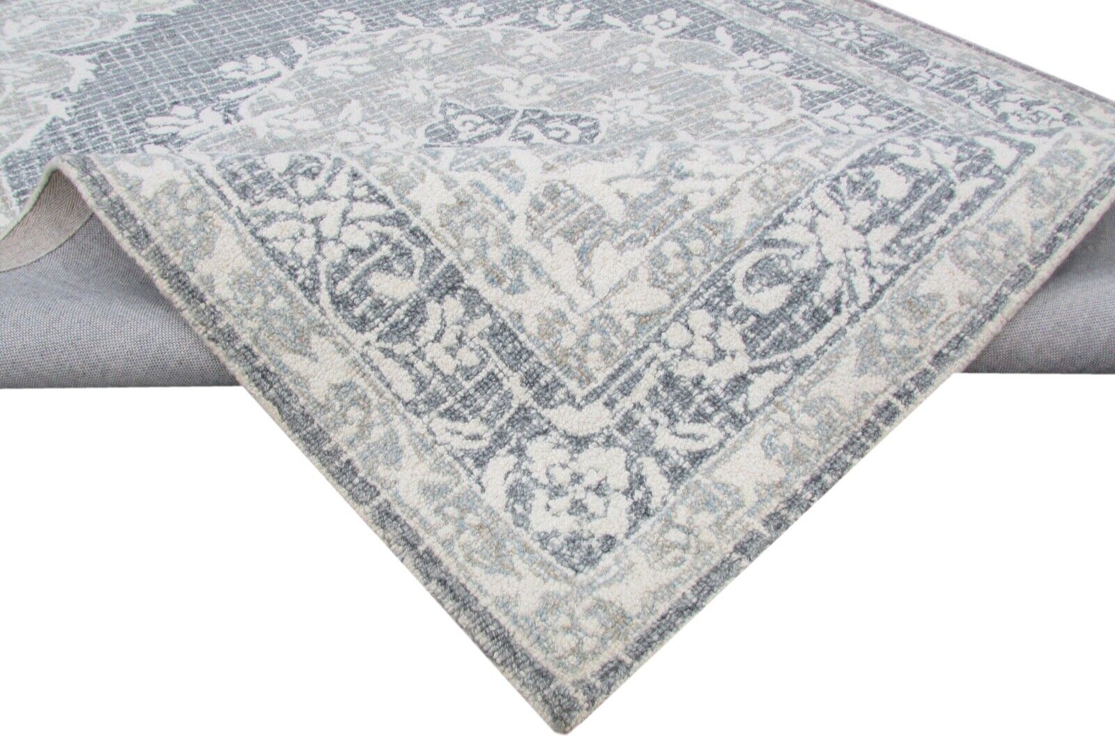 Szürkésbézs 160x230 cm-es szőnyeg, 100% gyapjú, kézzel csomózott, keleti szőnyeg, T796 