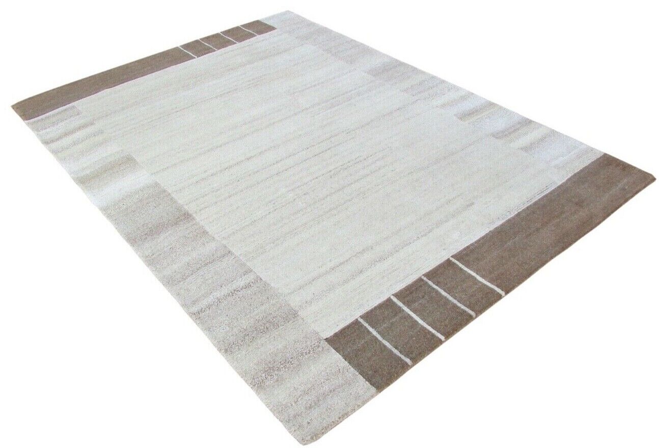 Nepal Teppich Handgeknüpft Braun Beige 100% Wolle Orientteppich 163x225 cm N-7
