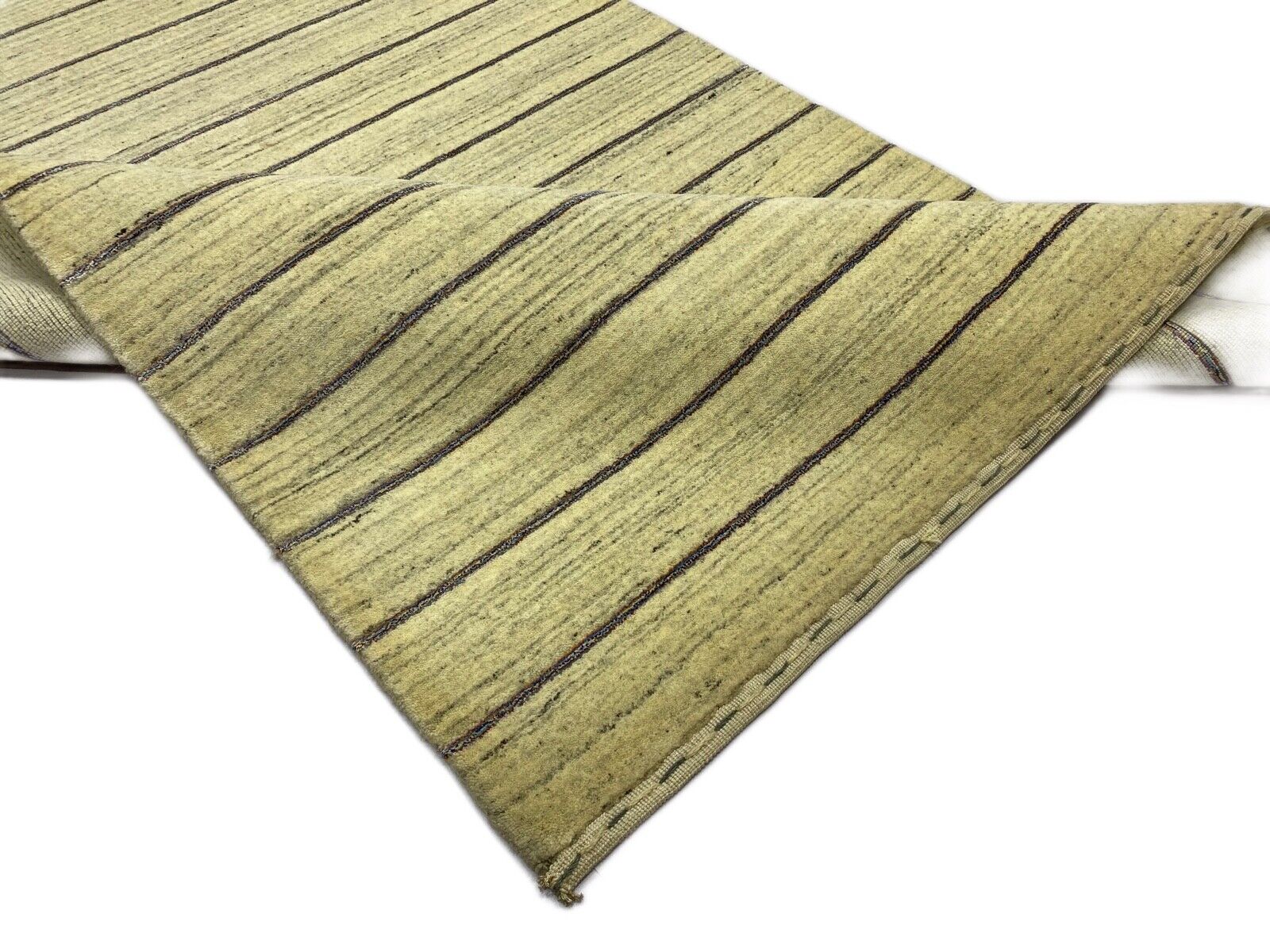 Teppich 100% Wolle Beige Blau loom lori Handgewebt 120x180 cm S43