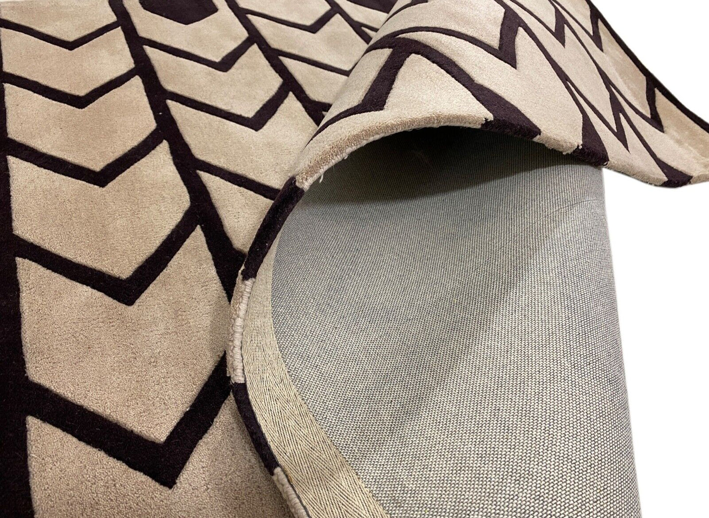 Orientteppich Schwarz Beige 100% Wolle Teppich Handgetuftet 150X240 CM D118