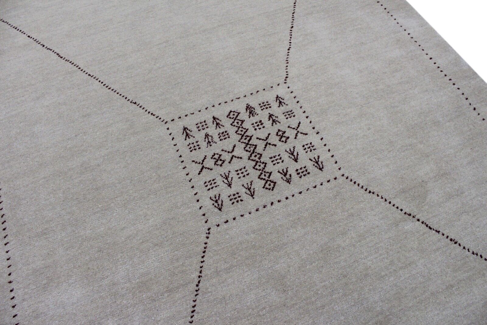 Gabbeh Teppich Beige 100% Wolle 170x240 cm Handgewebt Orientteppich R708