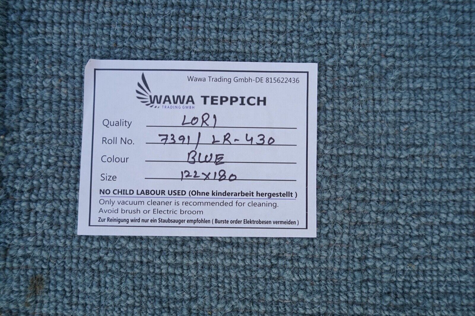 Modrý koberec 100% vlna 120x180 cm ručně tkaný orientální koberec Lr430