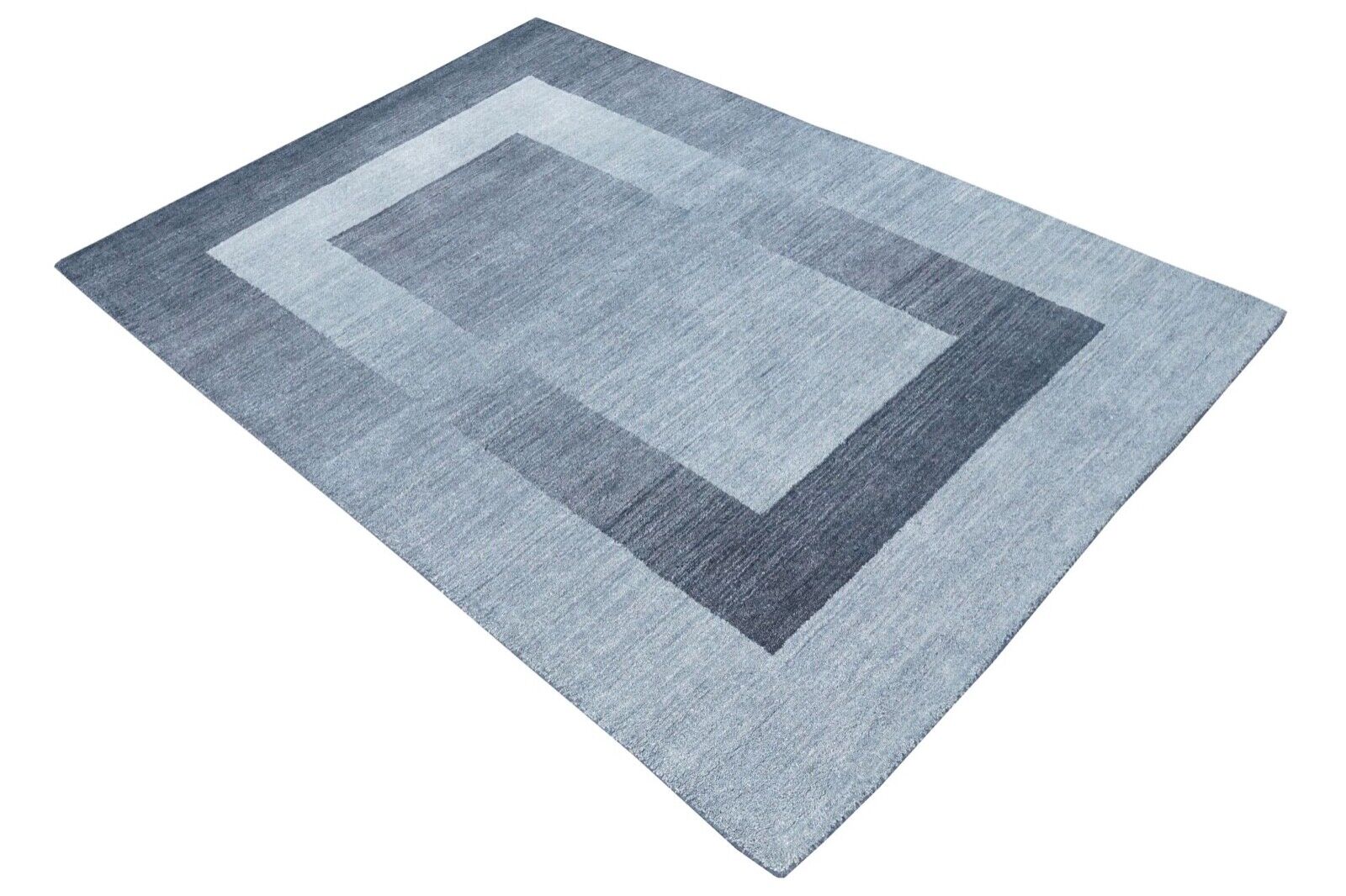 Blau 160X230 cm Teppich 100% Wolle Beige Orientteppich Handgetuftet HT410