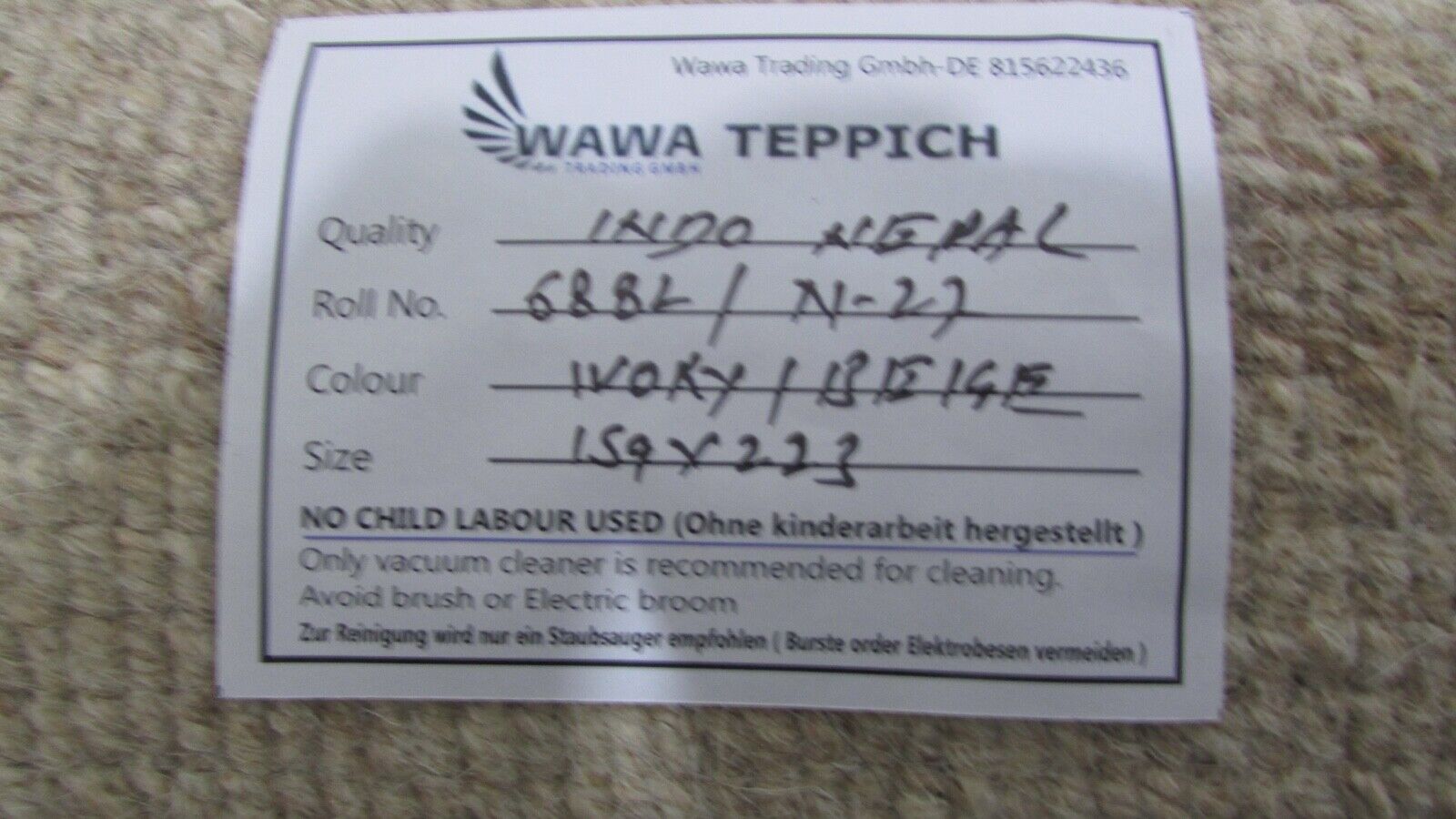 Nepal Teppich Handgeknüpft Beige Braun 100% Wolle Orientteppich 159x223 cm N-27