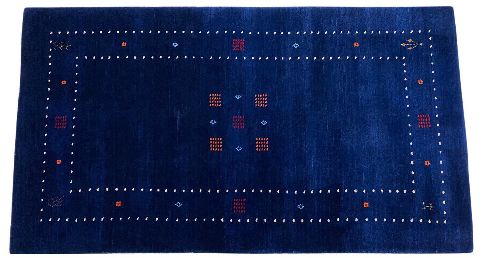 Gabbeh Rug Blue 100% Wool 80x150 cm Handwoven Oriental Rug Lori WR60