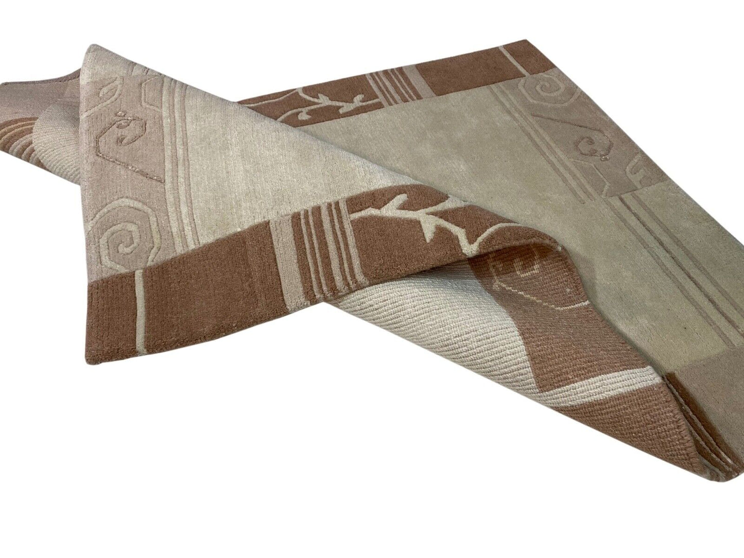 Indo Nepal Teppich Handgeknüpft Beige Braun 120X180 cm Wolle Orientteppich