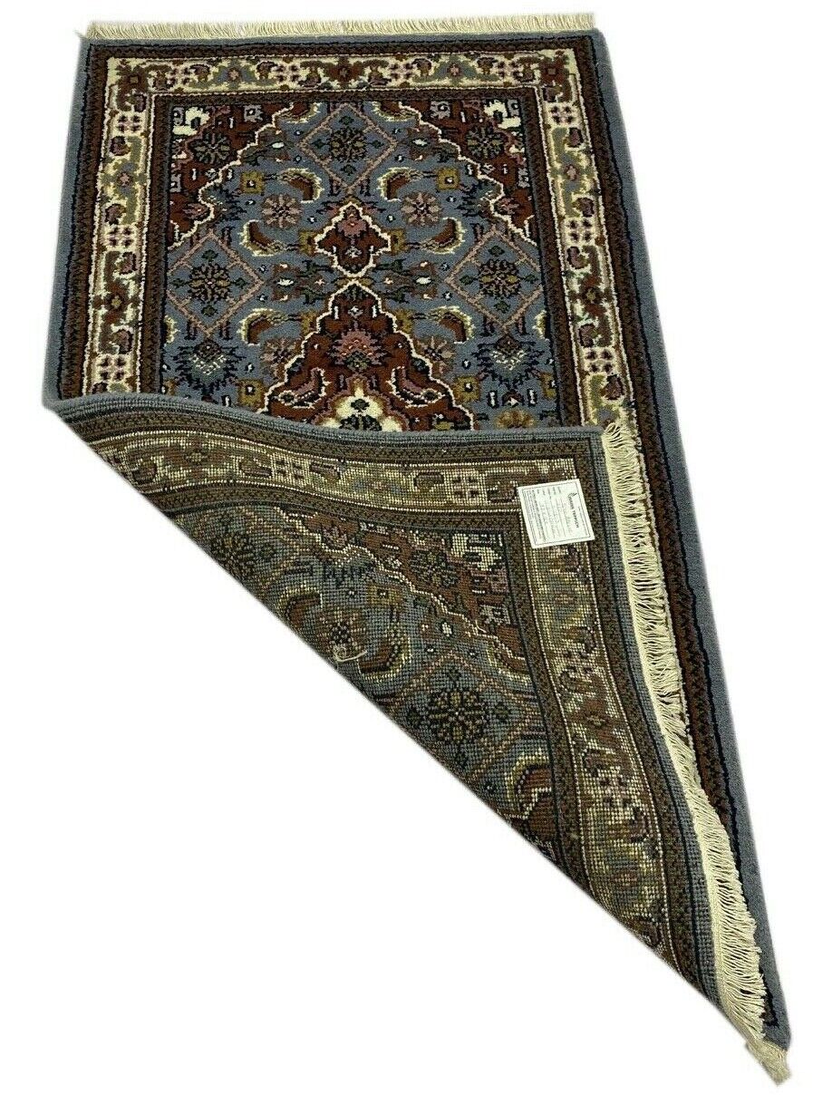 Světle modrý vlněný koberec, ručně vázaný orientální koberec, 100% panenská vlna, 90x160 cm, D13