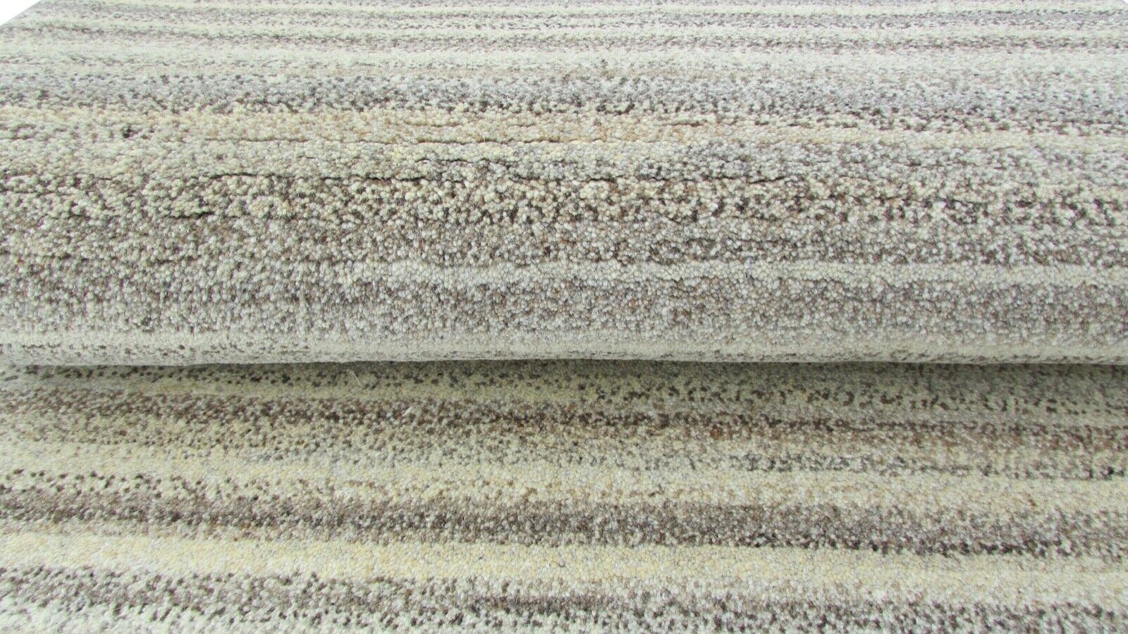 Nepal Teppich Handgeknüpft Beige Grau 100% Wolle Orientteppich 70x138 cm N-132