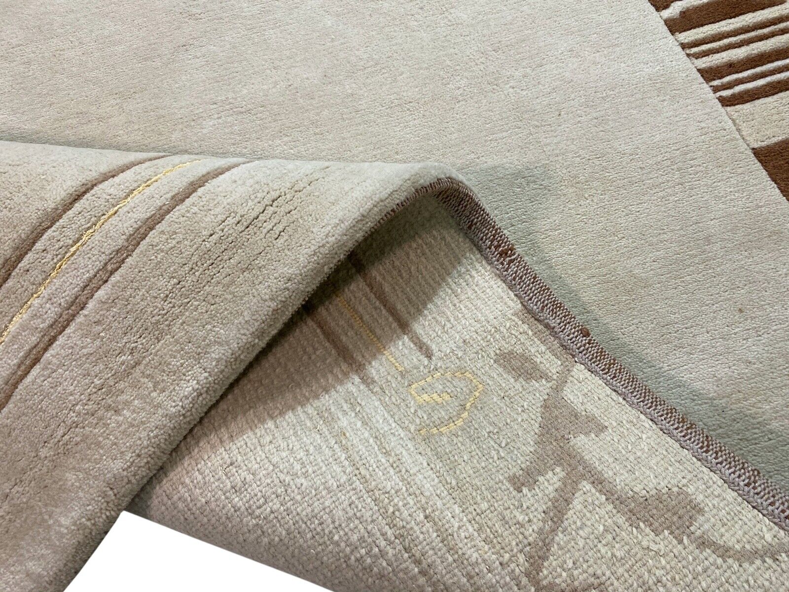 Indo Nepal Teppich Handgeknüpft Beige Braun 200X300 cm Wolle Orientteppich