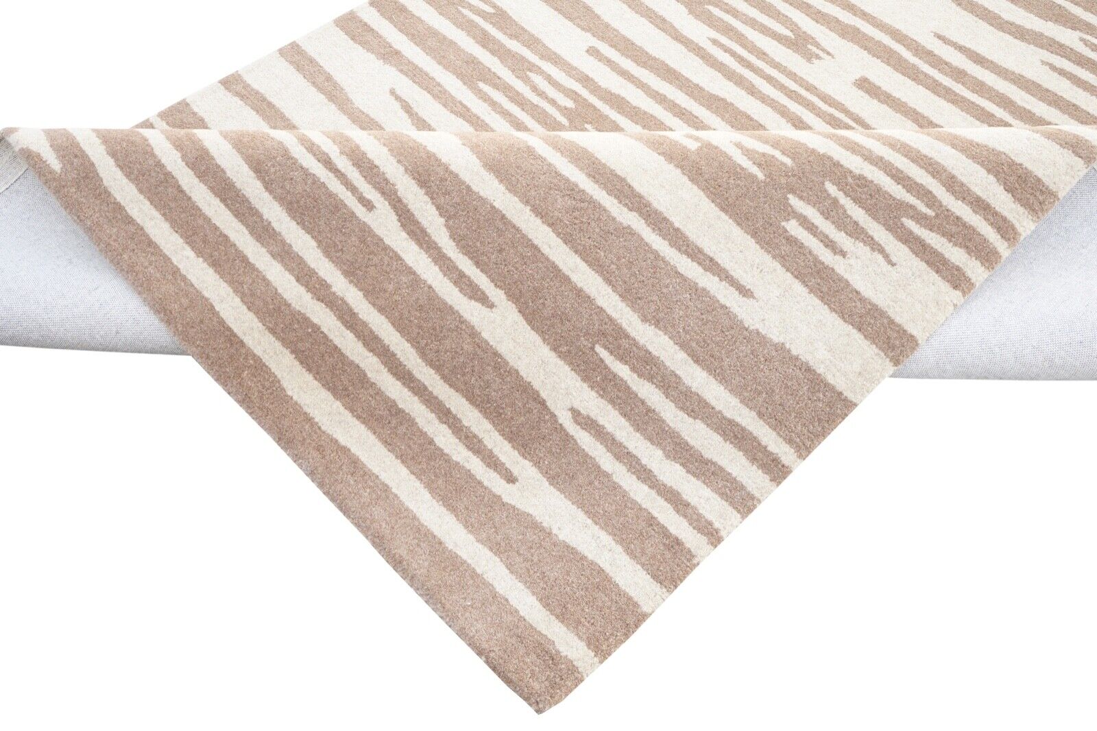 Teppich 100% Wolle Beige Braun 160X230 cm Natürliche Wolle Handgetuftet HT291u