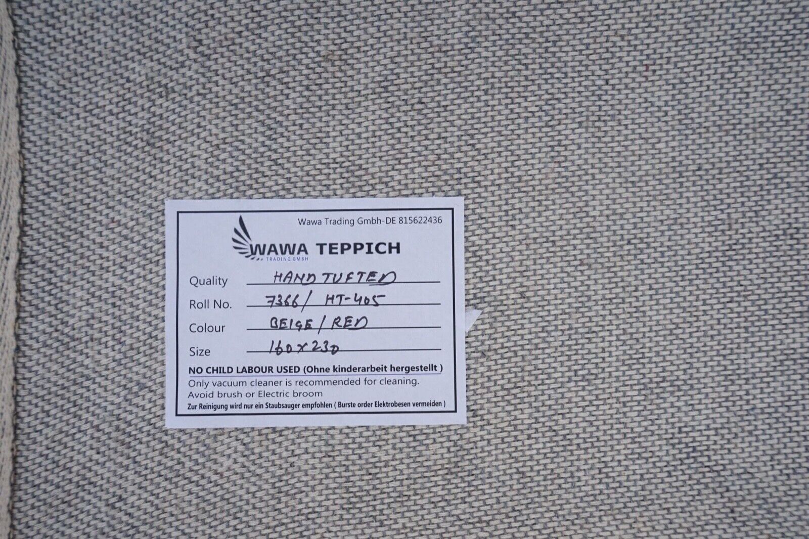 Teppich 100% Wolle Orange Beige 160X230 cm Orientteppich Handgetuftet HT405u