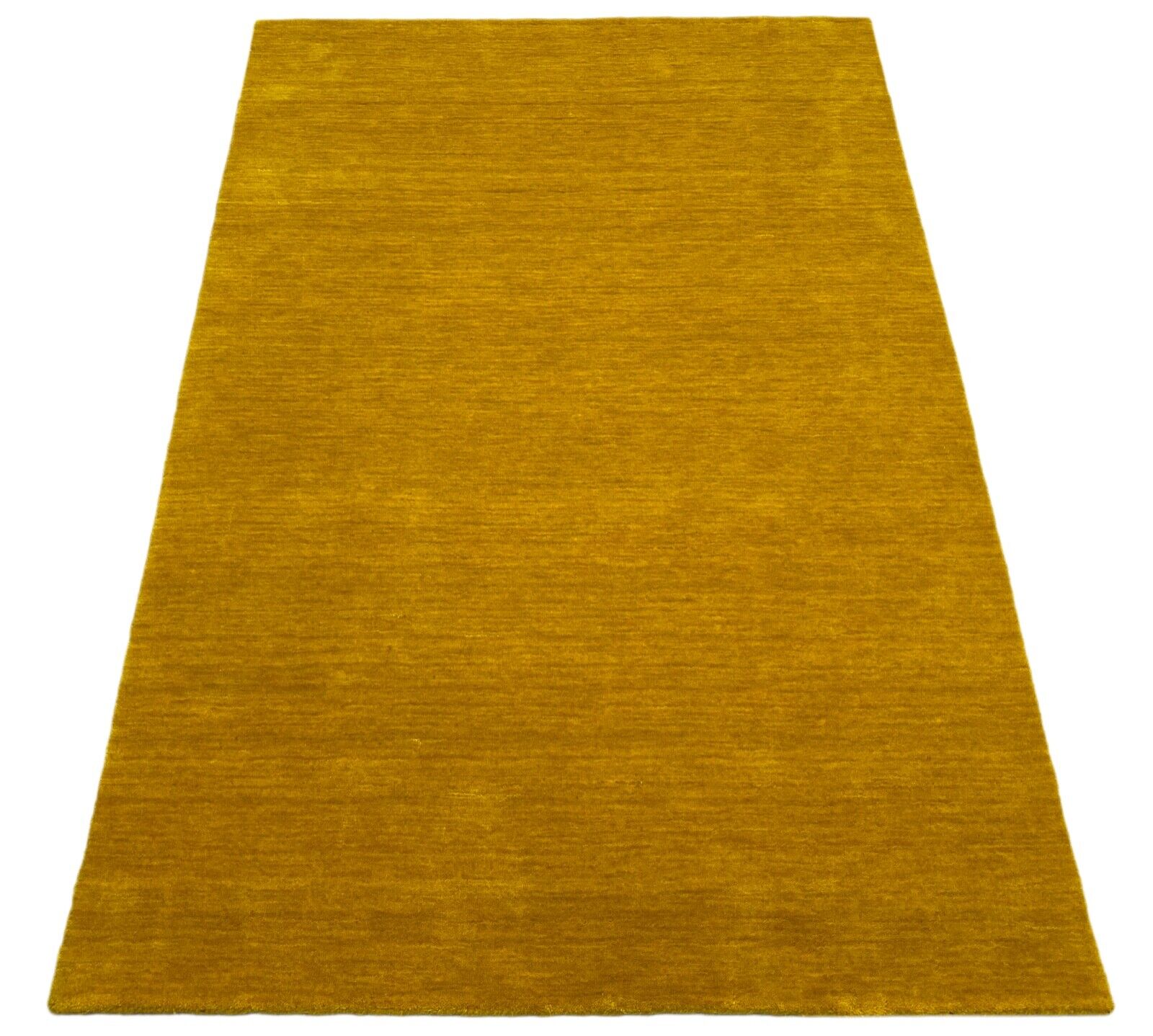 Gold Teppich 100% Wolle Gabbeh 120x180 cm Handgewebt einfarbig gefärbt G630
