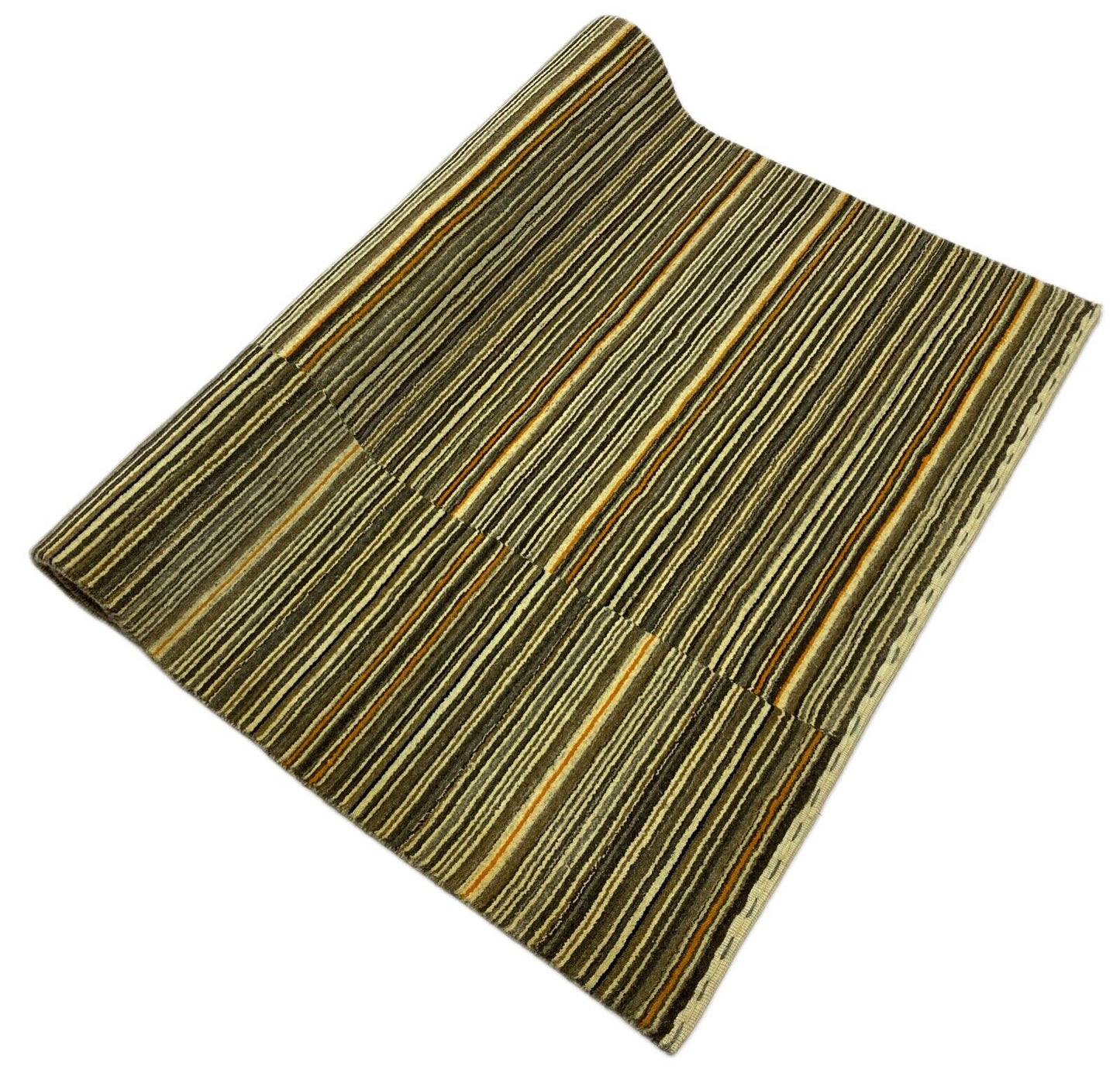 Teppich 100% Wolle Gabbeh Beige Braun Grau  loom lori Handgewebt 128x186 cm S89