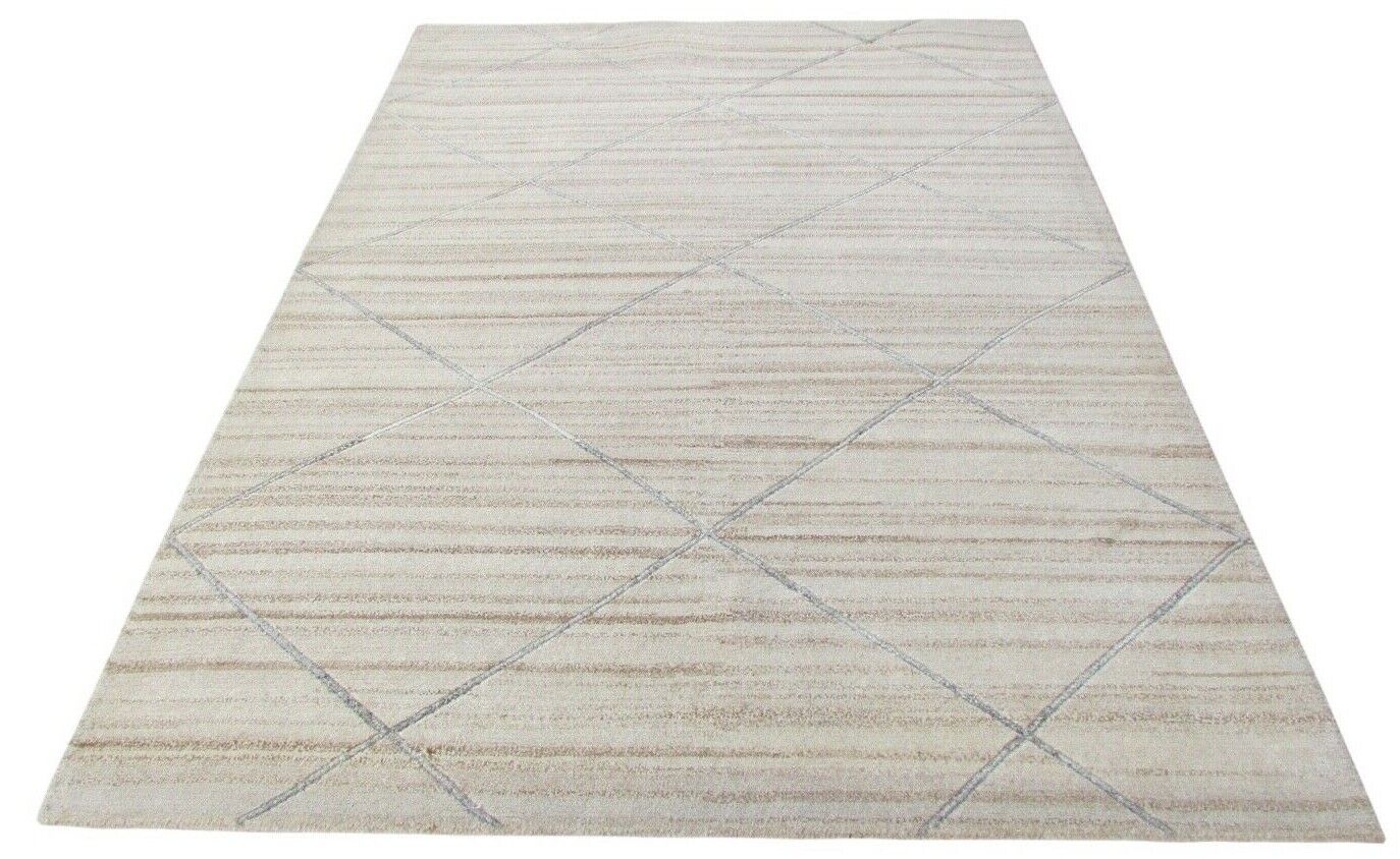 Nepal Teppich Handgeknüpft Beige Grau 100% Wolle Orientteppich 168x241 cm N-11