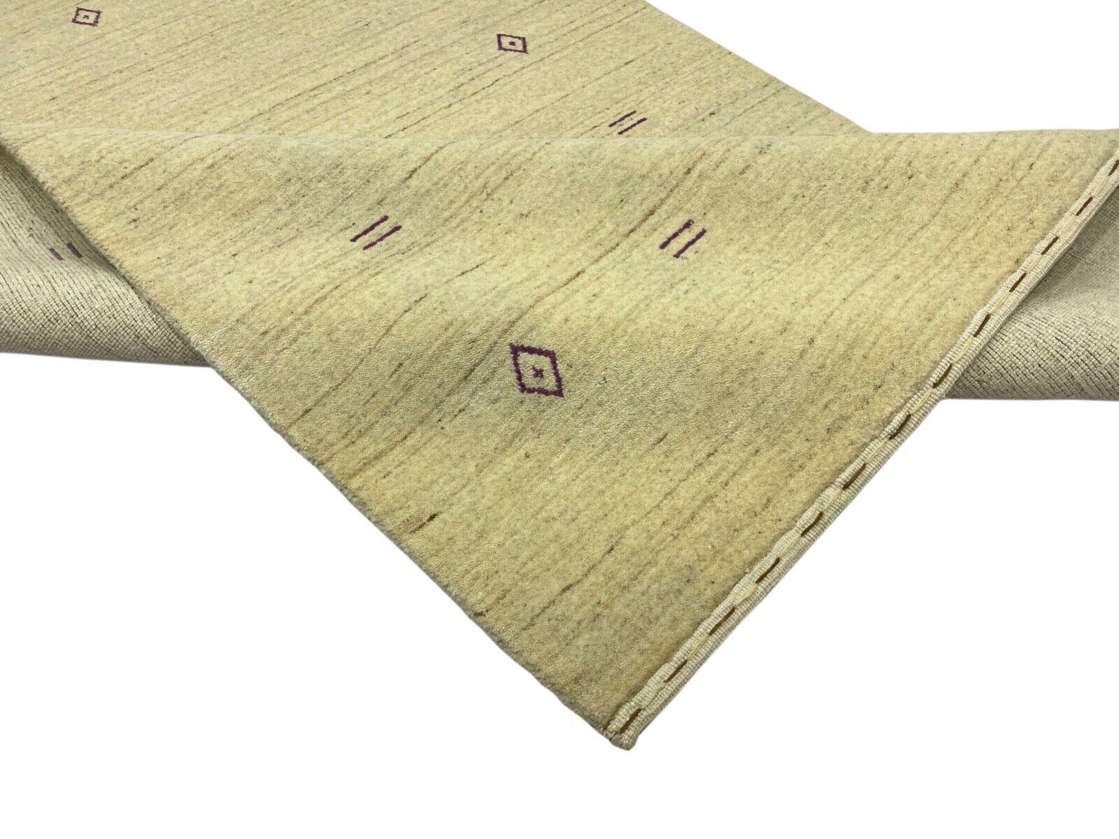 Teppich 100% Wolle Beige Grau Gabbeh lori Handgewebt 120x185 cm S145