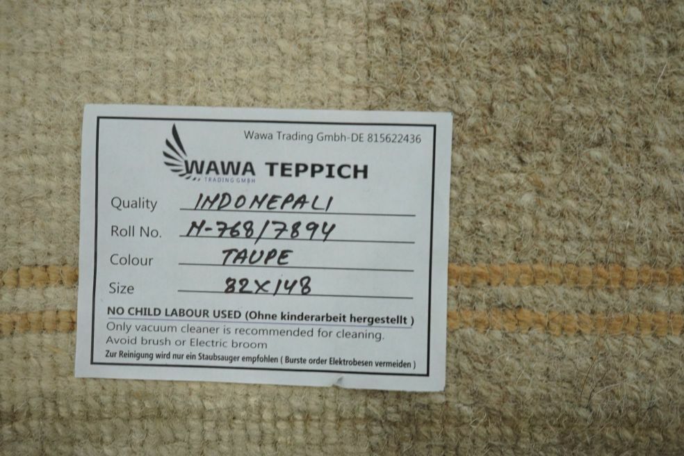 Nepal Teppich 100% Wolle Handgeknüpft Beige Braun 80X250 cm Orientteppich N768