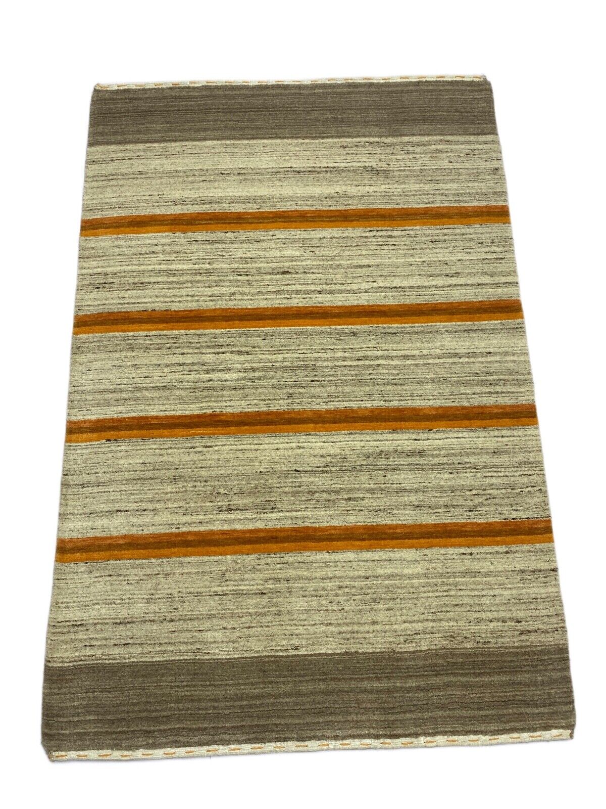 Γκρι χαλί, 100% μαλλί, Lori, χειροποίητο, πορτοκαλί μαλλί, 120x180 εκ., S86 