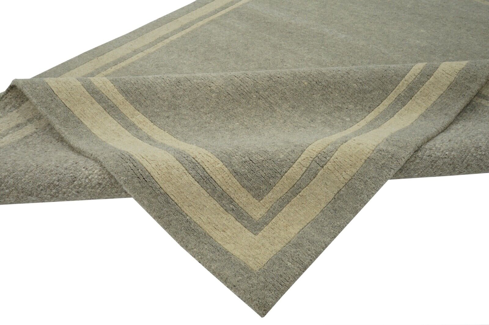 Grau Teppich Indo Nepal Handgeknüpft 100% Wolle 170X240 cm Orienttepich N749