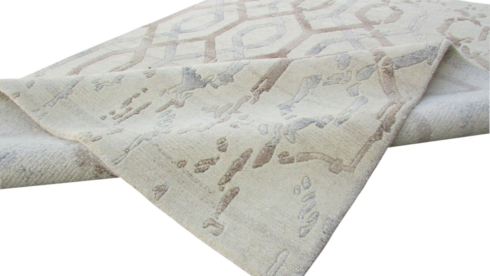 Nepal Teppich Handgeknüpft Beige Braun 100% Wolle Orientteppich 166x228 cm N-3