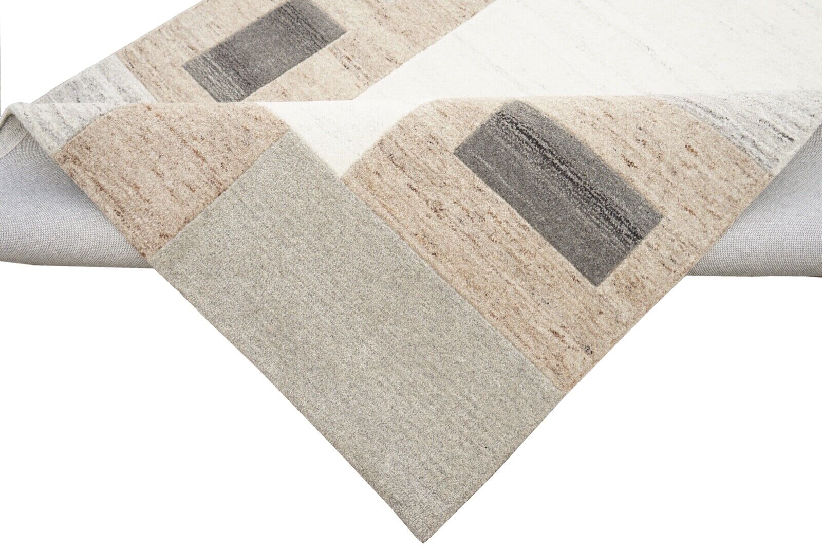 Teppich 100% Wolle Braun Beige 160X230 cm Orientteppich Handgetuftet HT201U