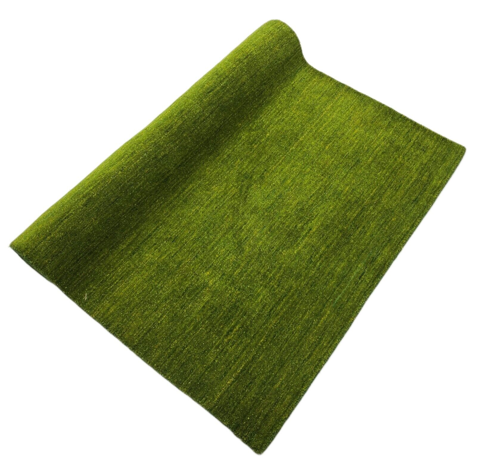 Tapis Gabbeh vert, 100 % laine, métier à tisser lori, tissé à la main, 124 x 177 cm, S10