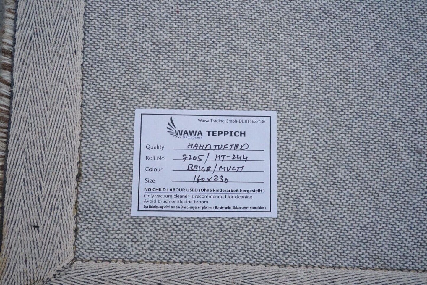 Beige Braun 160X230 cm Teppich 100% Wolle Orientteppich Handgetuftet HT244