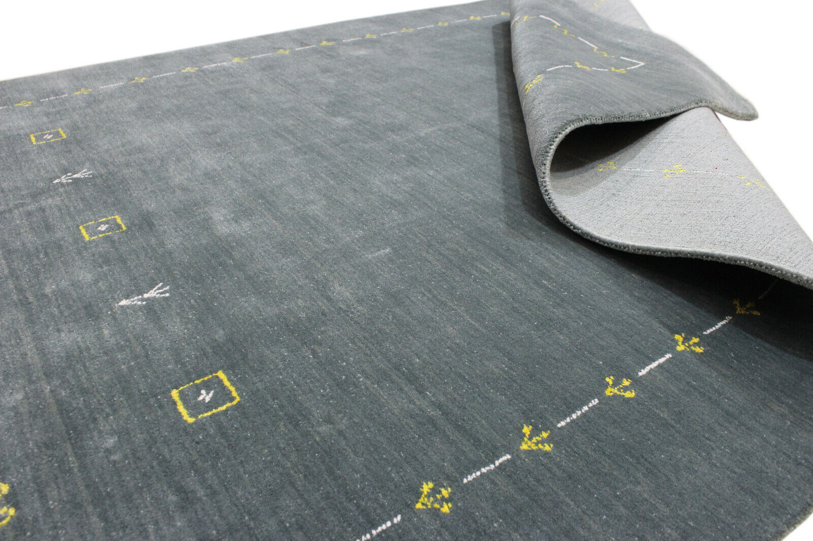 Grau Gabbeh Teppich Wolle Viskose Fine Orientteppich Handgewebt 170x240 CM WR99