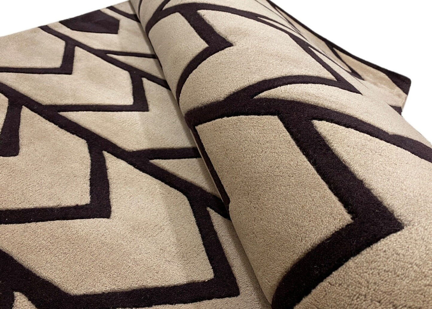 Orientteppich Schwarz Beige 100% Wolle Teppich Handgetuftet 150X240 CM D118