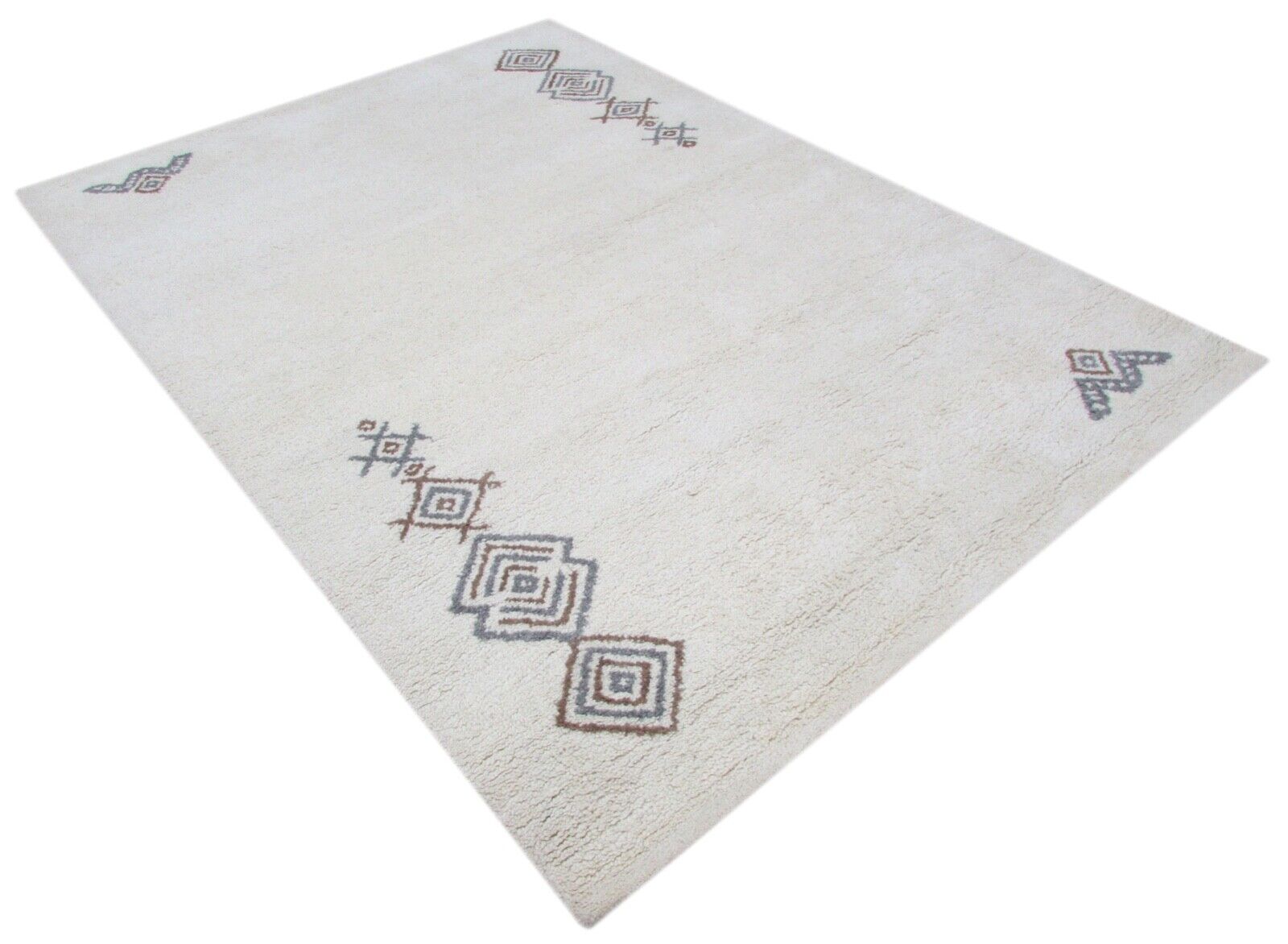 Tappeto 100% Lana 160X230 cm Design Moderno Tuftato a Mano Beige Grigio T844