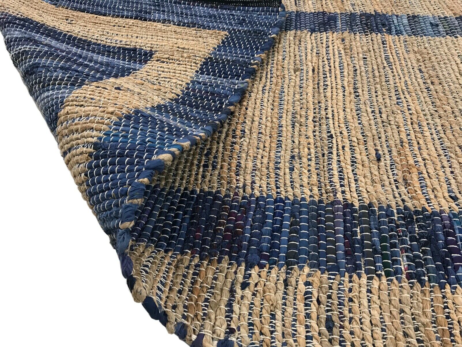 Kilim Teppich 90x160 cm Chindi Durry Dhurrie Baumwolle Jute Beidseitig Nutzbar